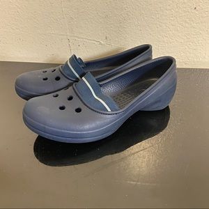 Crocs Juneau Navy Blue Slip-On Ballet Flats with Elastic Band (Size 7 US Women)